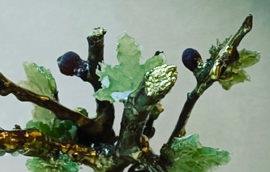 Emerald Fig Bonsai — Green Glass & Gold