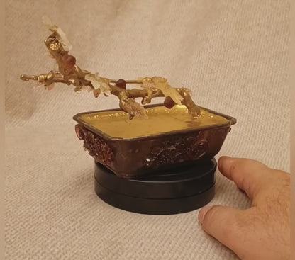 Golden Fig Bonsai — Copper & Glass Art