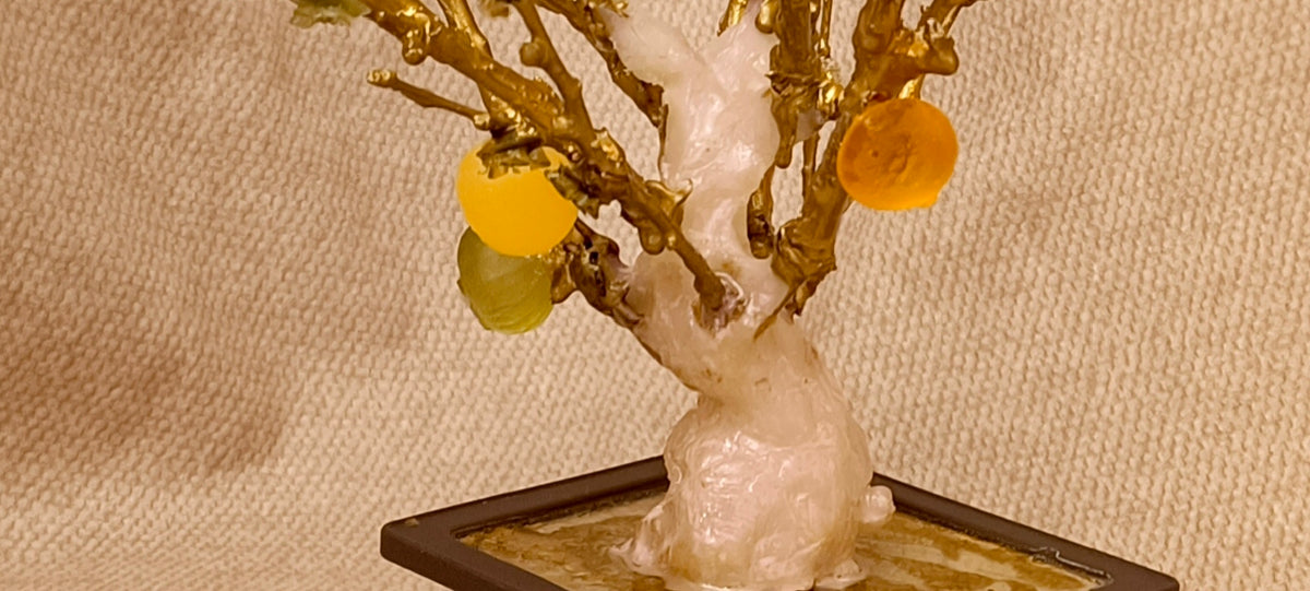Imperial Bonsai fig tree . from seashell glass