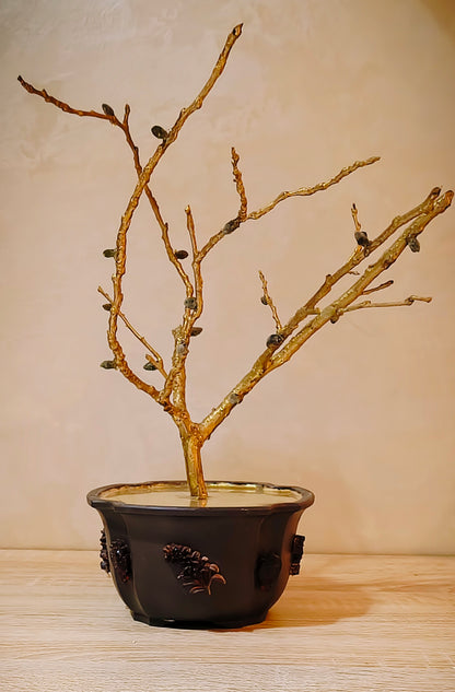 Imperial Copper Almond Bonsai — Golden Glass & Green