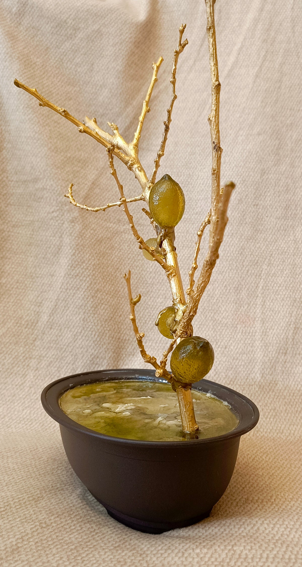 Golden Lemon Branch with Fine Glass Lemons