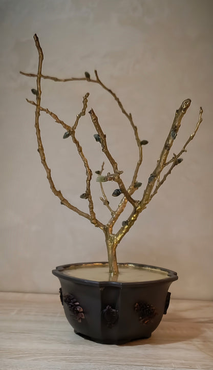 Imperial Copper Almond Bonsai — Golden Glass & Green