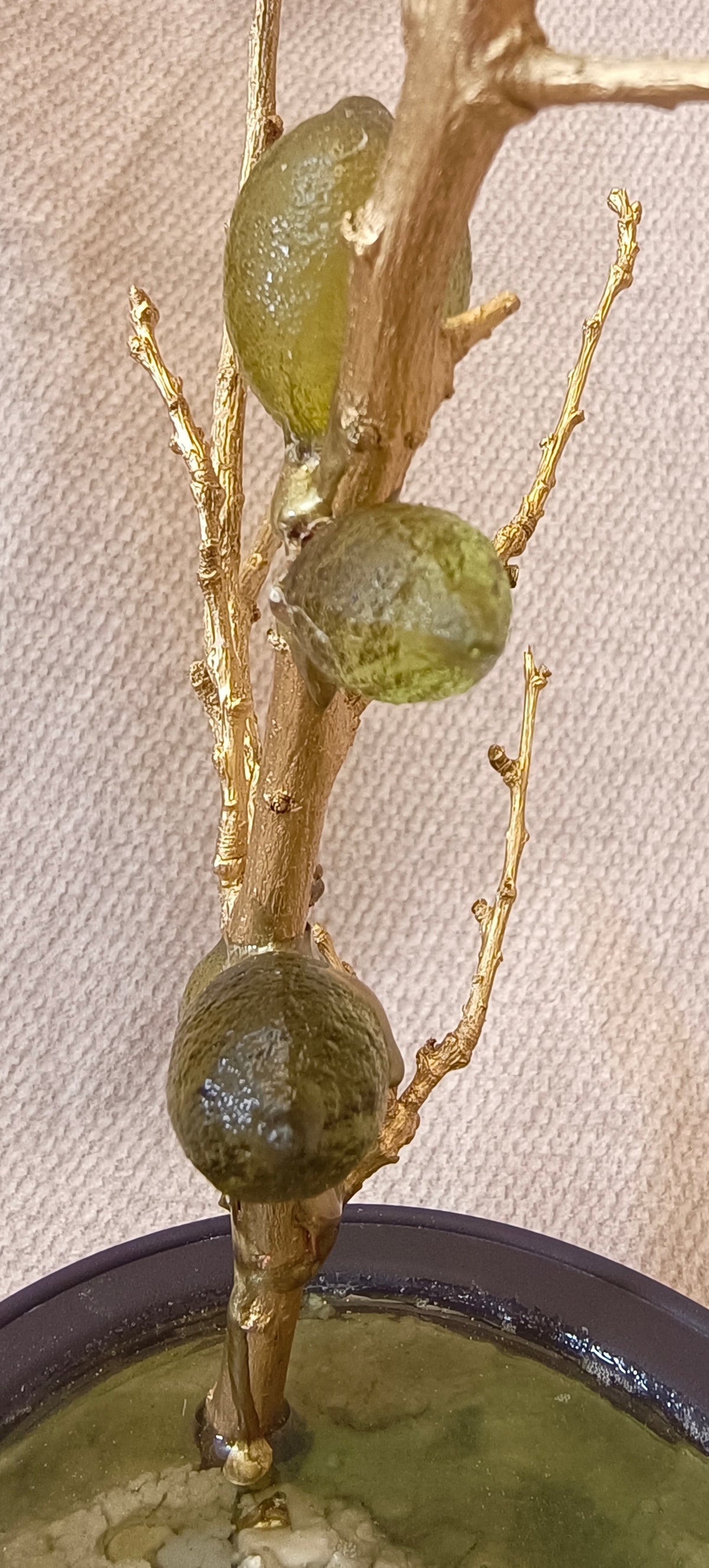 Golden Lemon Branch with Fine Glass Lemons