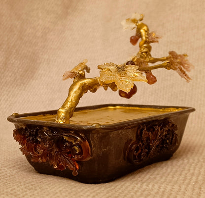 Golden Fig Bonsai — Copper & Glass Art