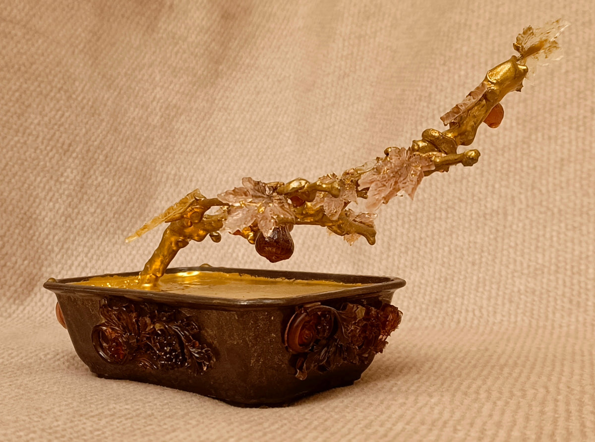 Golden Fig Bonsai — Copper & Glass Art
