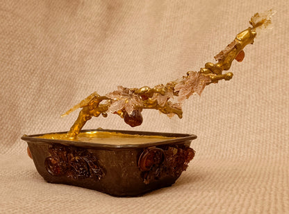 Golden Fig Bonsai — Copper & Glass Art