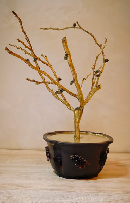 Imperial Copper Almond Bonsai — Golden Glass & Green