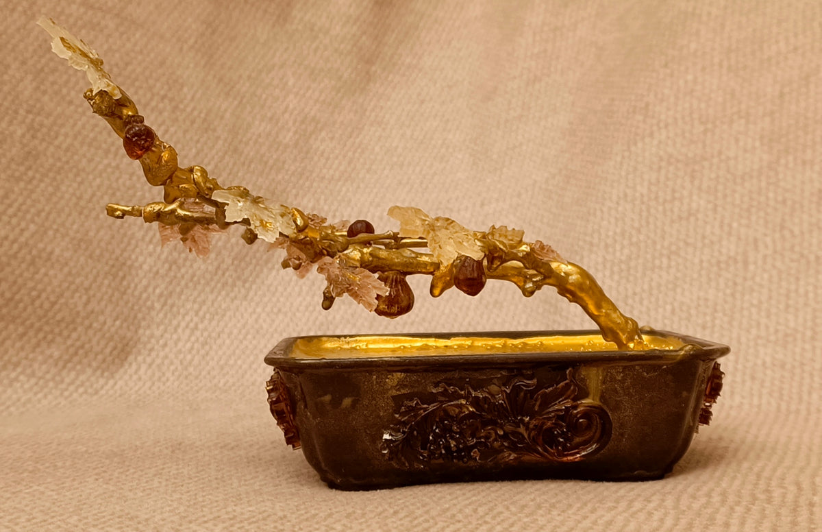 Golden Fig Bonsai — Copper & Glass Art