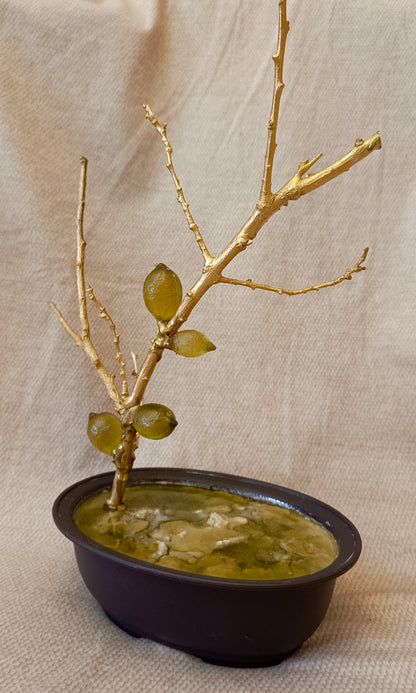 Golden Lemon Branch with Fine Glass Lemons