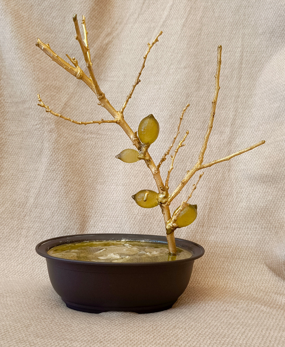 Golden Lemon Branch with Fine Glass Lemons