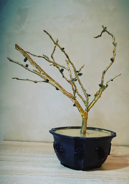 Imperial Copper Almond Bonsai — Golden Glass & Green