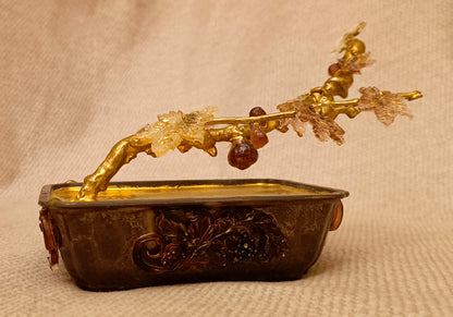 Golden Fig Bonsai — Copper & Glass Art