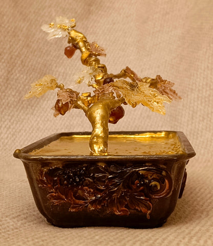 Golden Fig Bonsai — Copper & Glass Art