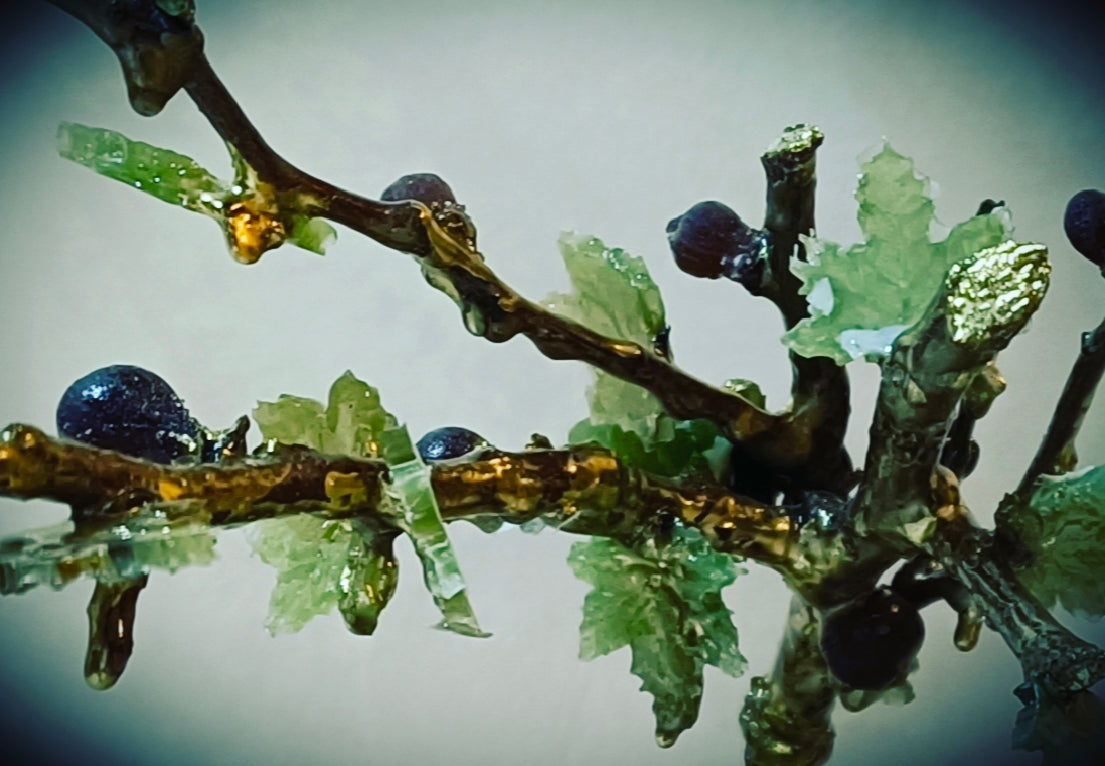 Emerald Fig Bonsai — Green Glass & Gold
