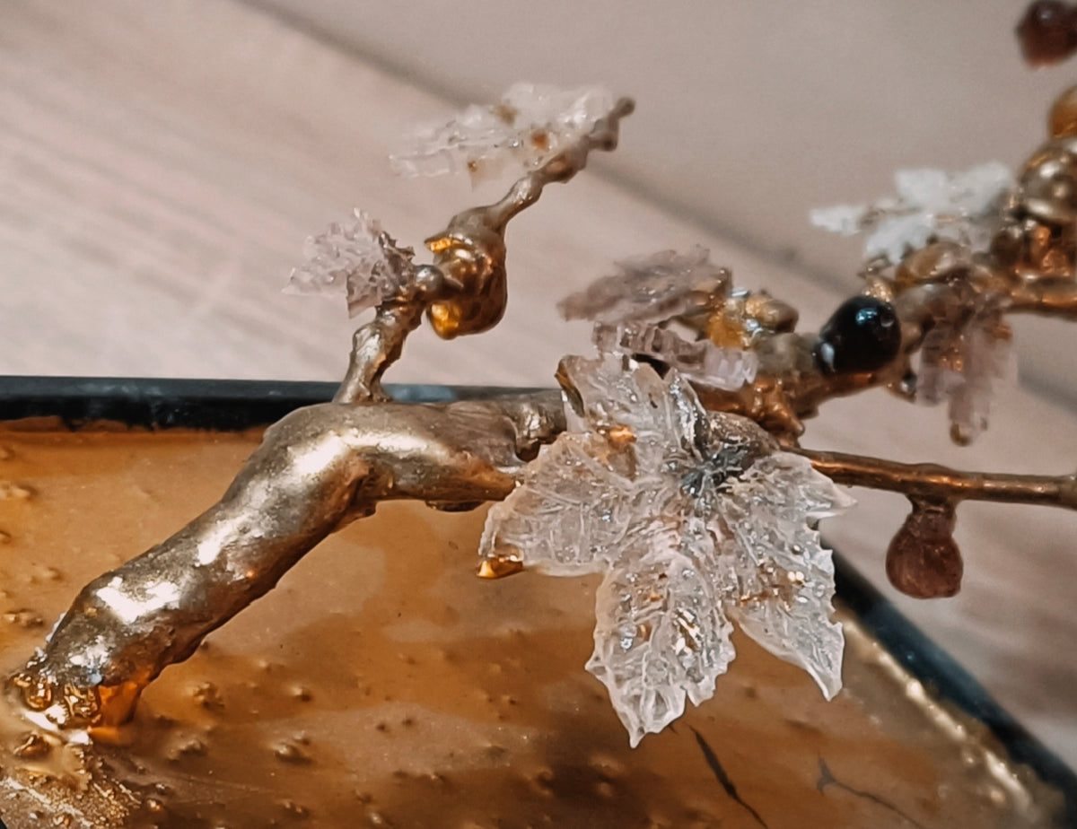 Golden Fig Bonsai — Copper & Glass Art