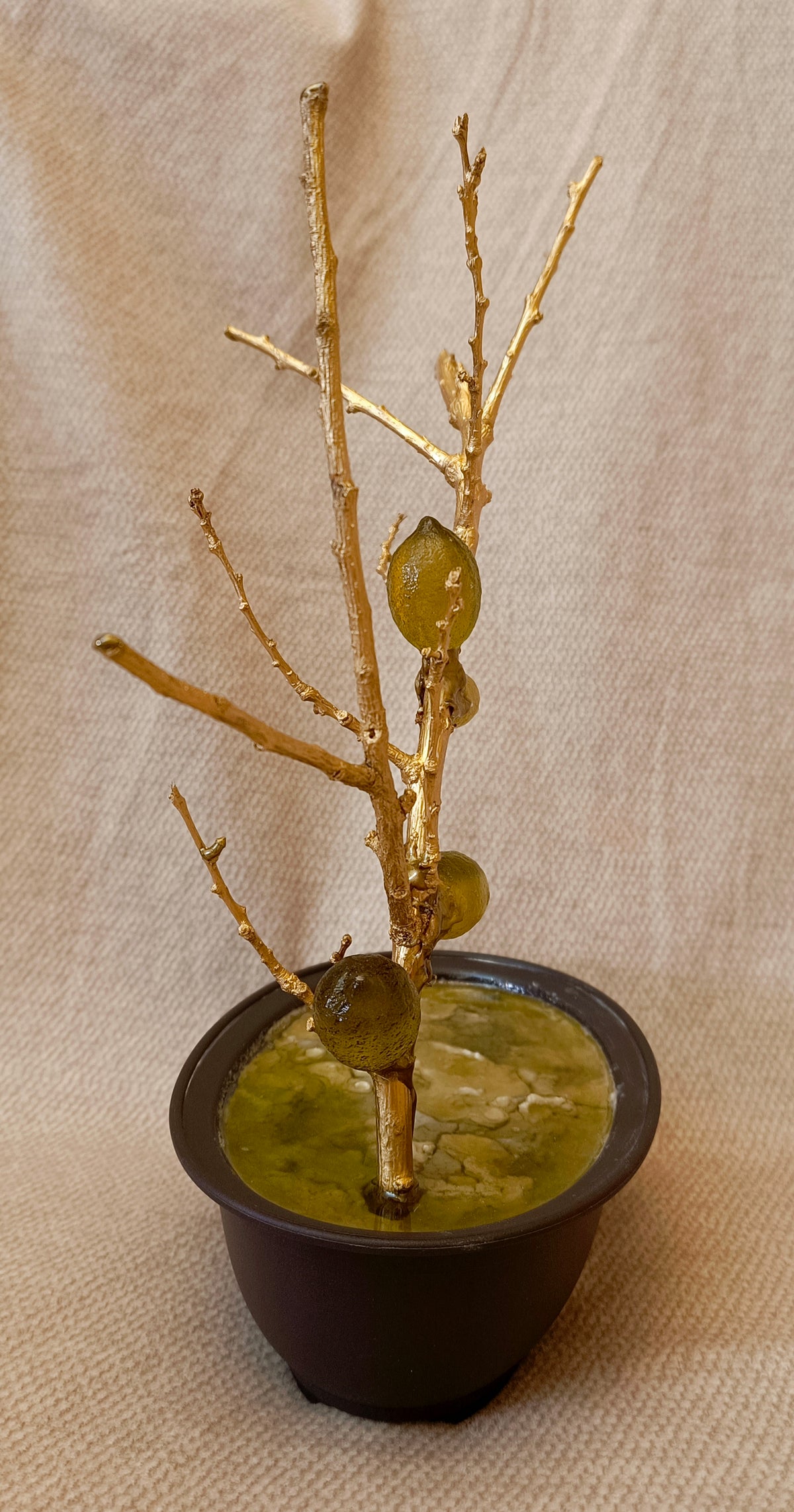 Golden Lemon Branch with Fine Glass Lemons