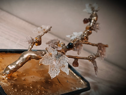 Golden Fig Bonsai — Copper & Glass Art