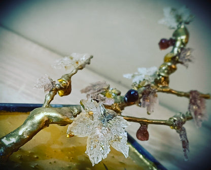 Golden Fig Bonsai — Copper & Glass Art