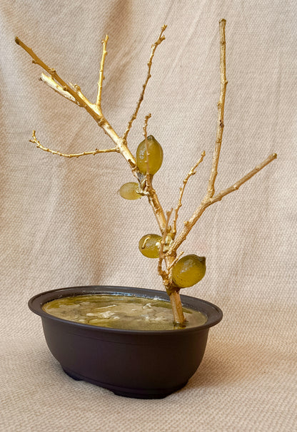 Golden Lemon Branch with Fine Glass Lemons
